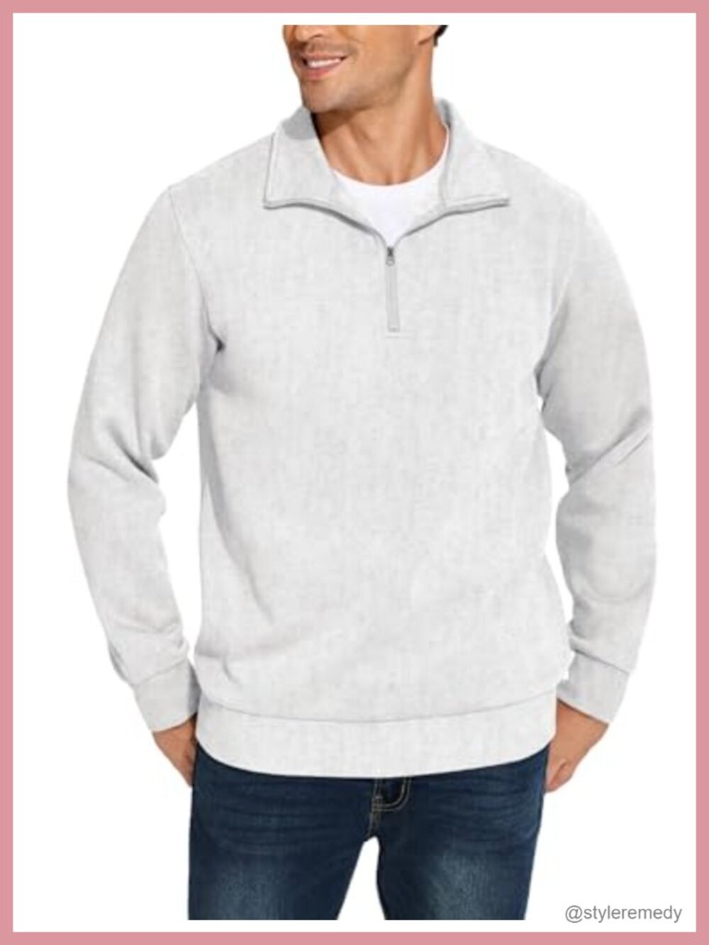Men's Quarter Zip Pullover Sweatshirt Mock Neck Fleece Cotton Blend